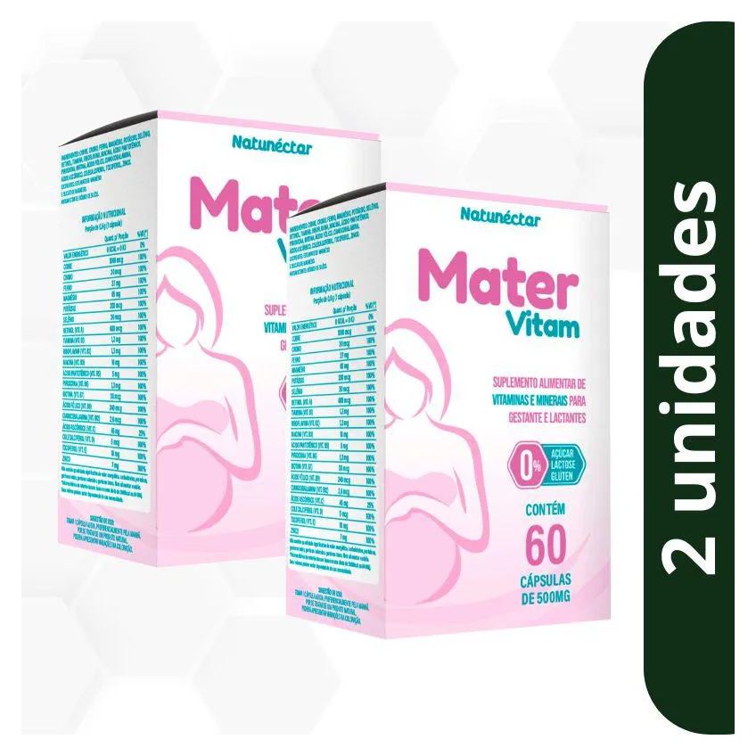 Kit Mater Vitam Suplemento Gestante Maternidade Gravidez Natunectar - 2 Unid (120 Cápsulas)