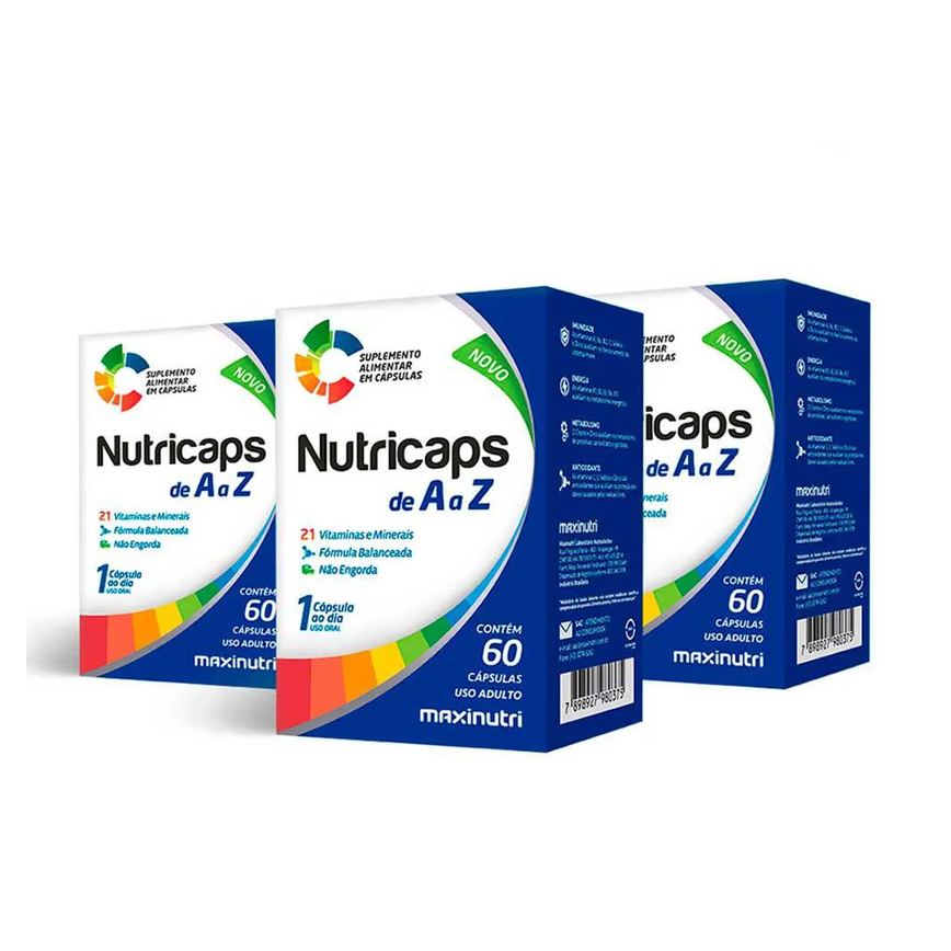 Kit 3 Polivitamínico de A A Zinco Nutricaps 60 Cápsulas Maxinutri