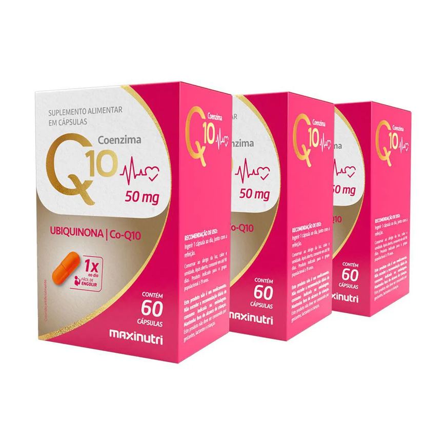 KIT 3 COENZIMA Q10 GOLD UBIQUINONA 50MG 60 CáPS MAXINUTRI