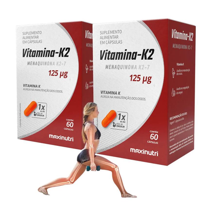 KIT 2 VITAMINA K2 MENAQUINGOLD MENAQUINONA K2-7 60 CáPS MAXINUTRI