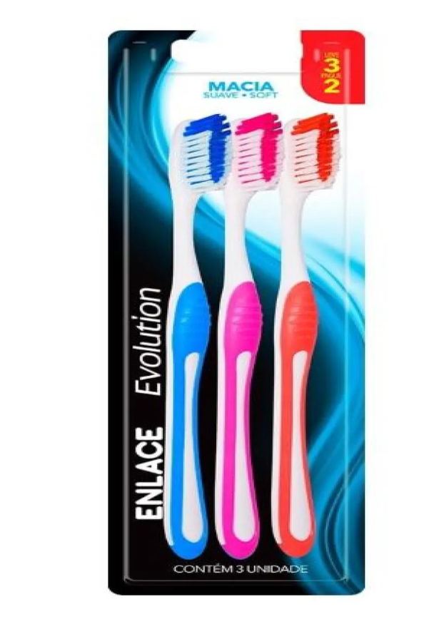 Escova Dental Enlace Evolution Macia - Embalagem com 12 unidades