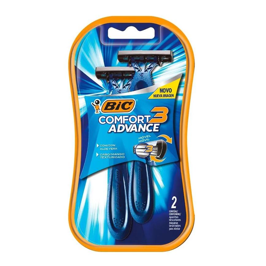 Aparelho Bic Comfort 3 Cabeça Móvel Pele Normal 12 Embalagens com 2 unidades