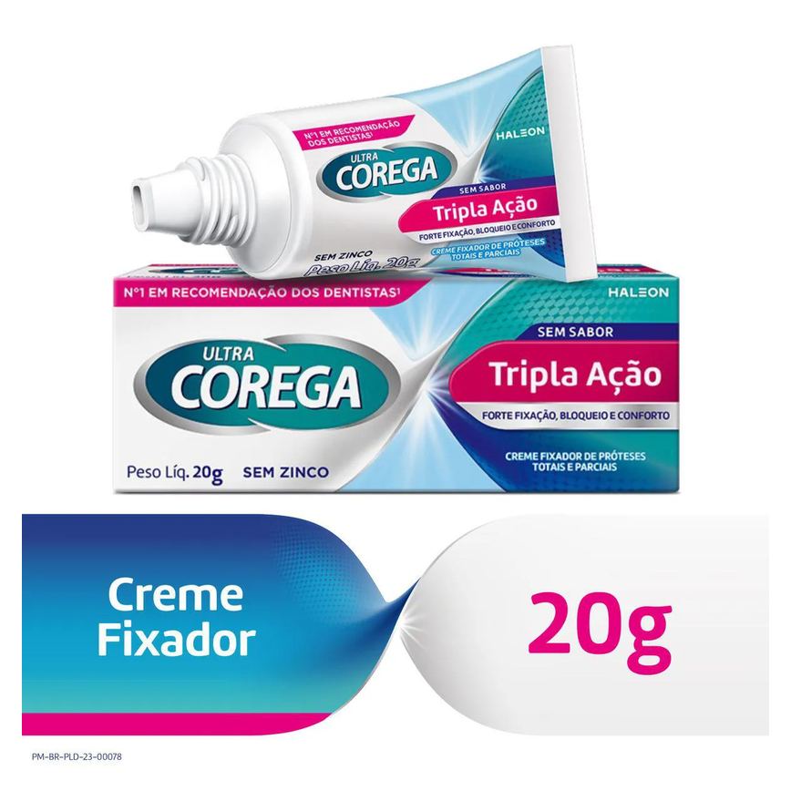 Creme Fixador de Dentadura Ultra Corega Tripla Ação Sem Sabor com 20g