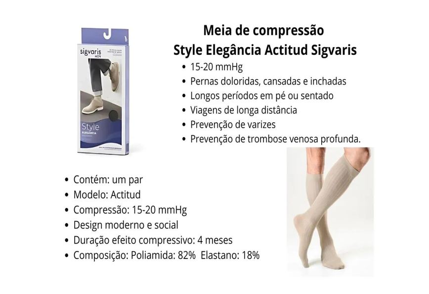 Meia Sigvaris Actitud 3/4 190B Masculina 15-20 Mmhg Cáqui G