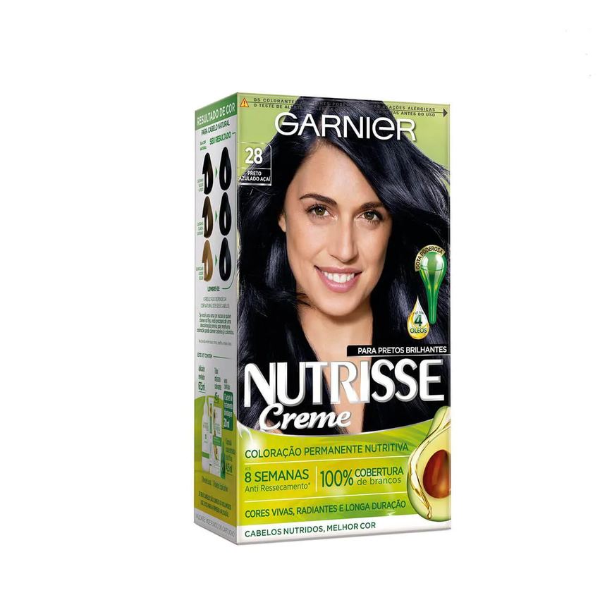 Tinta de Cabelo Permanente Nutrisse Creme - 28 Preto Azulado Açaí