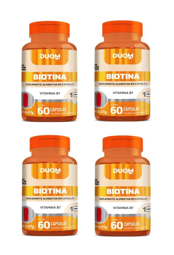 Kit 4 Suplemento Biotina Vitamina B7 Pele E Cabelo 60cps