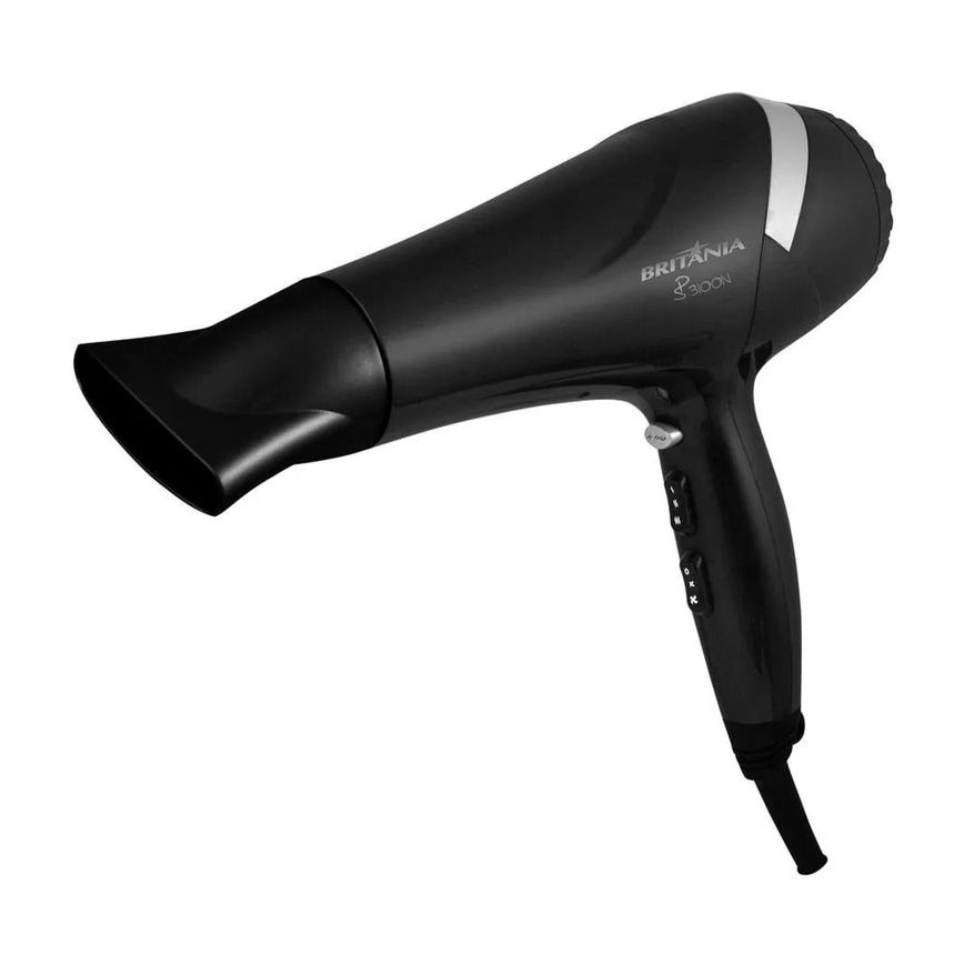 SECADOR DE CABELO BRITâNIA SP3100 COM 2 VELOCIDADES, 3 TEMPERATURAS, 2000W, PRETO 110