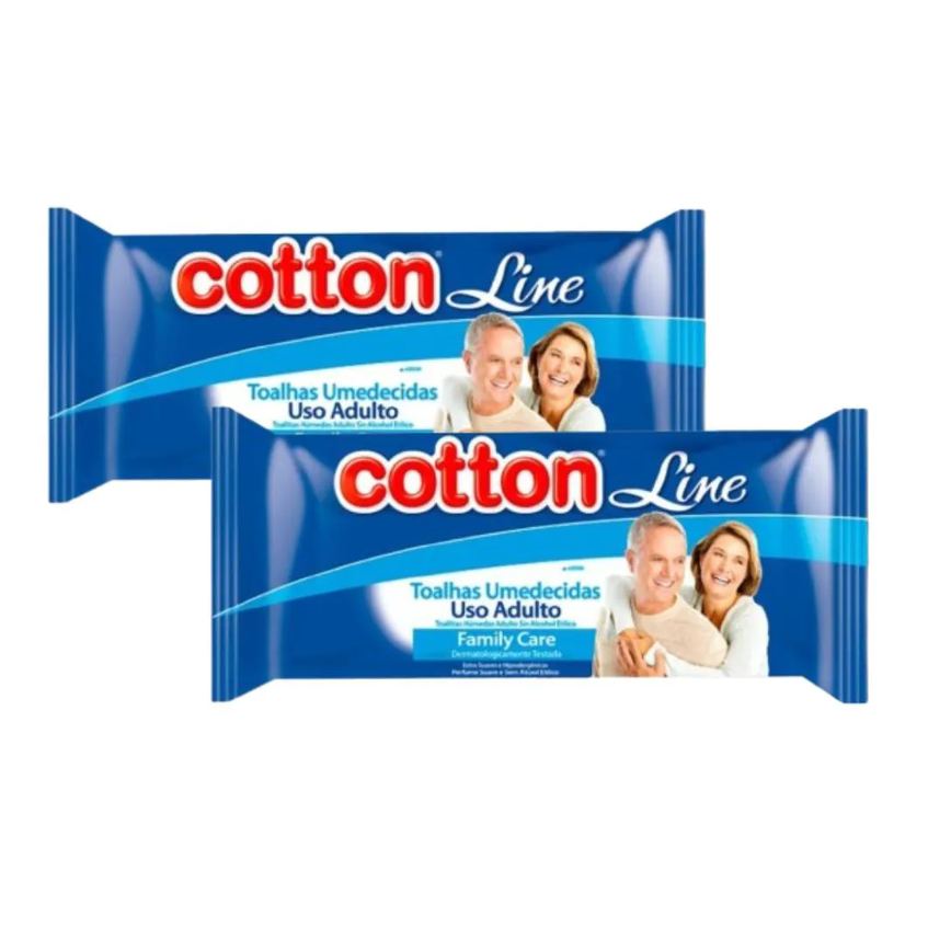 Toalhas Umedecidas Adulto Family Care Maciez e Frescor Cotton Line Kit C/12 Pacotes