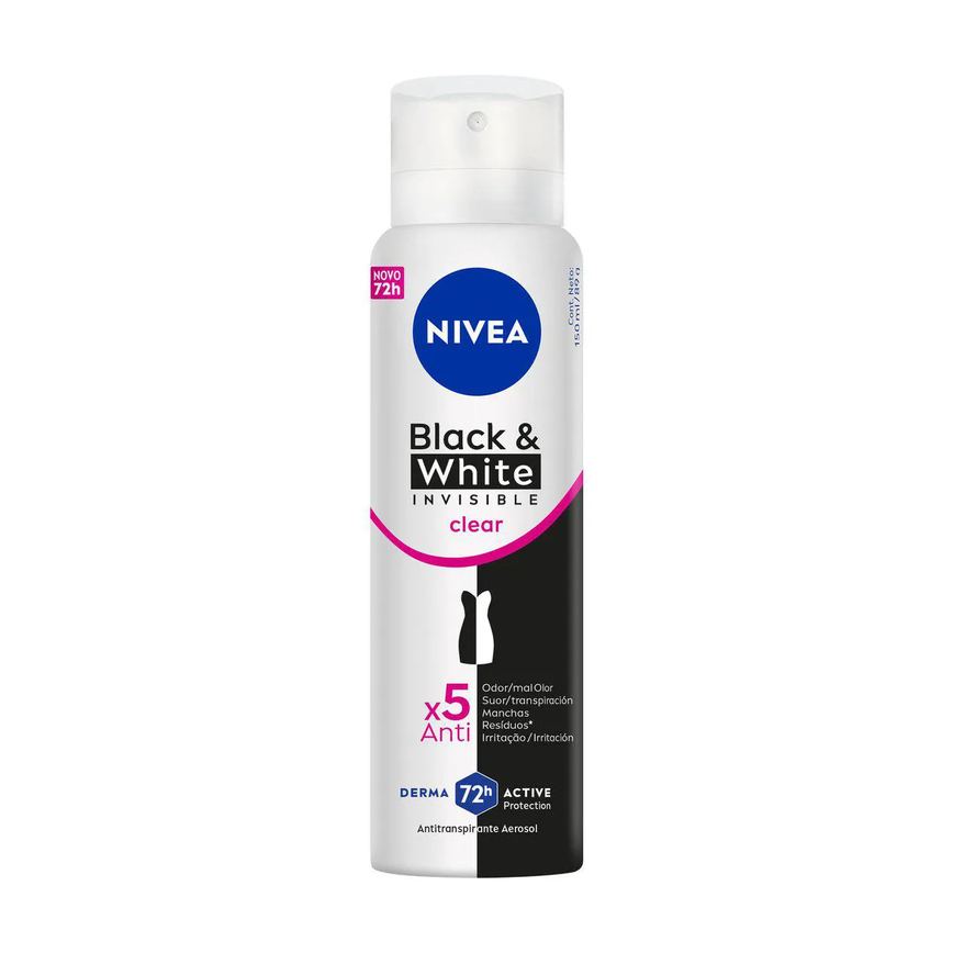 Desodorante Antitranspirante Aerosol Nivea Black & White Invisible Clear Feminino 72h 150ml