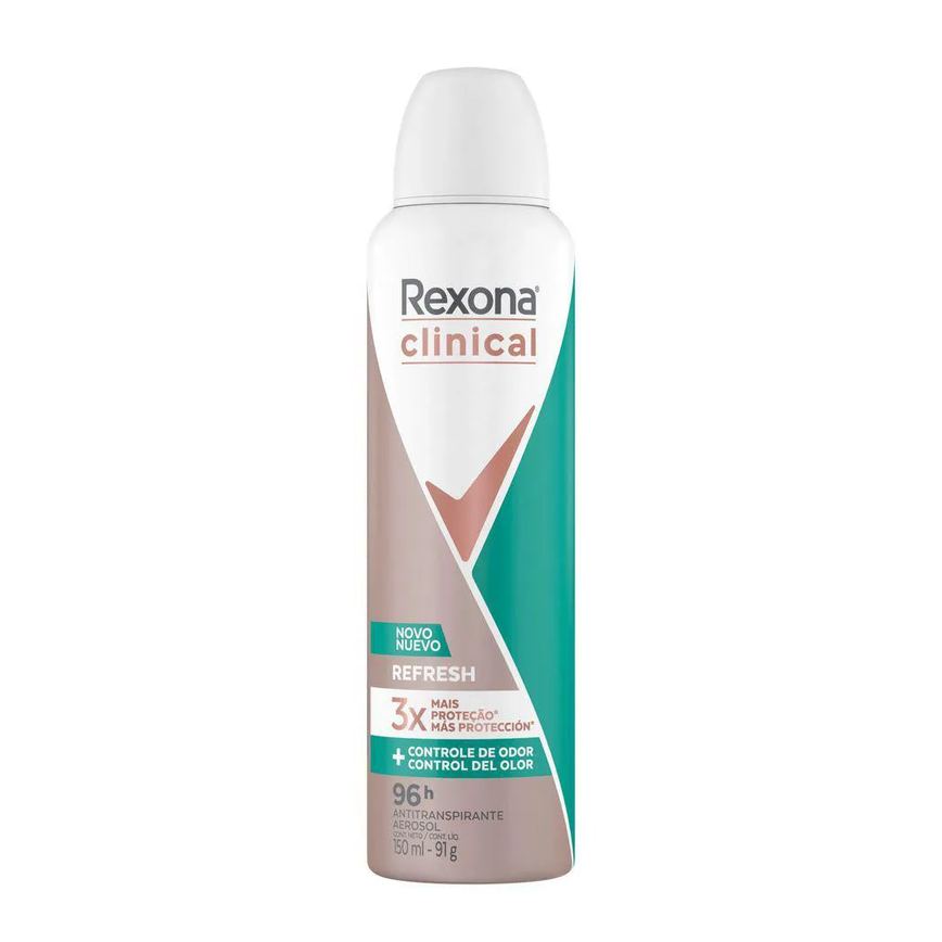 Desodorante Antitranspirante Aerossol Rexona Clinical Refresh 150ml