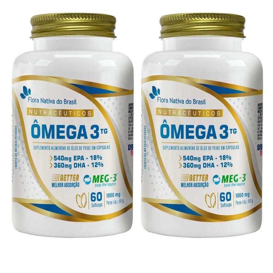 Kit 2x Ômega 3 Tg Meg-3 1000mg 60 Softcaps - Flora Nativa