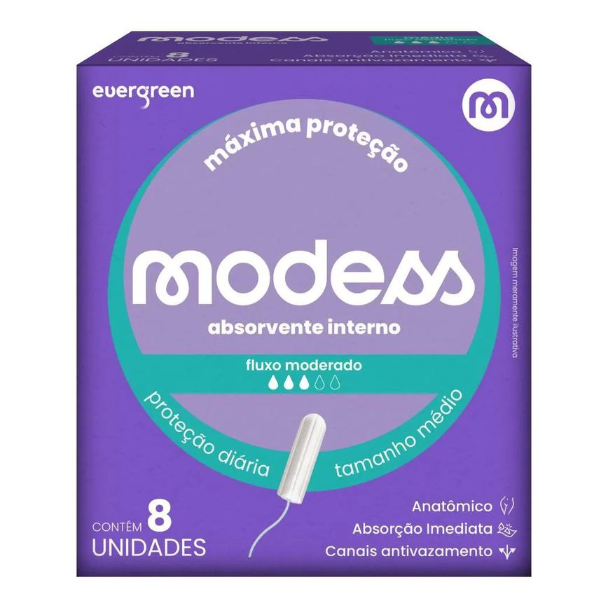 Absorvente Interno Modess Tamanho Médio 8un