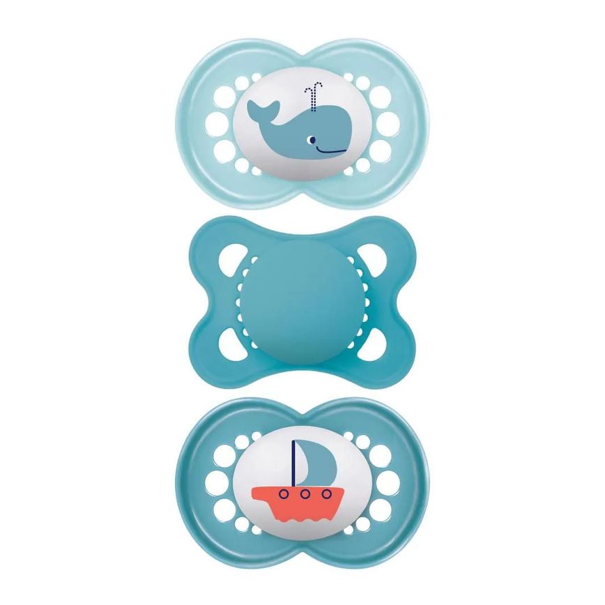 Kit com 3 Chupetas Original Bico de Silicone 0M+ Azul - Mam