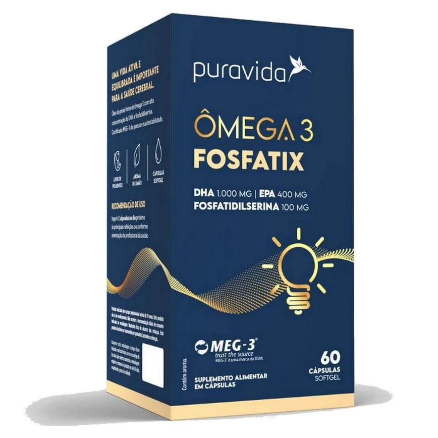 Ômega 3 Fosfatix Puravida 60 cápsulas