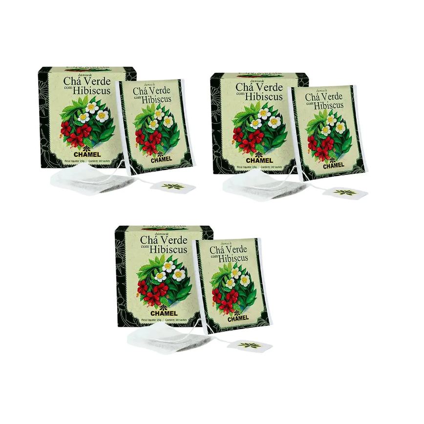 Kit 03 Caixa com 10un de Sachê de Chá Energize 15g - Chamel