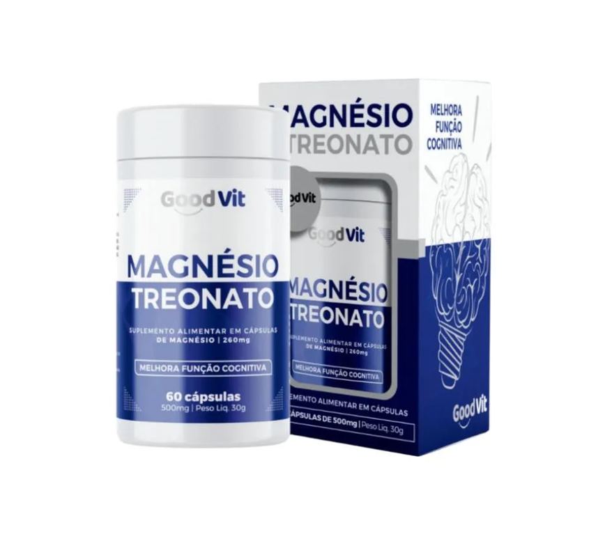 Magnésio Treonato Good Vit 60 Cápsulas 500Mg Melhora Função Cognitiva e Alivia A Enxaqueca