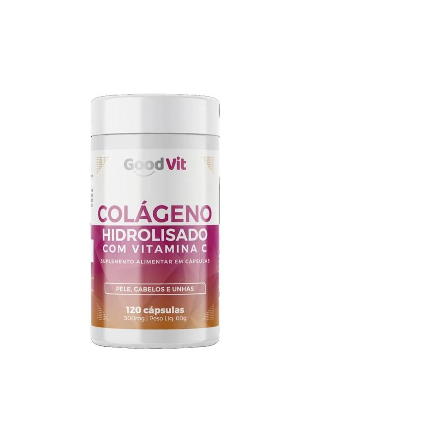 Colágeno Hidrolisado Vitamina C Good Vit 120 Cápsulas para Pele, Cabelo e Unhas