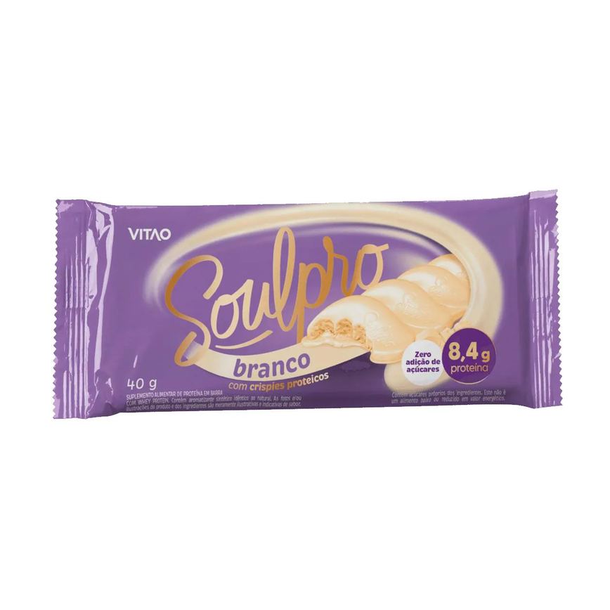 Chocolate Branco Proteico Soulpro Zero Açúcar 40g