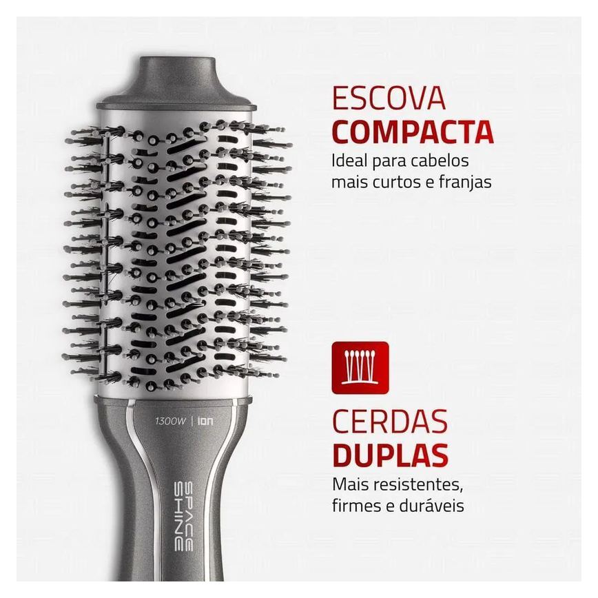 Escova Secadora Space Shine Mondial Grafite 1300w Es-20 Bivolt