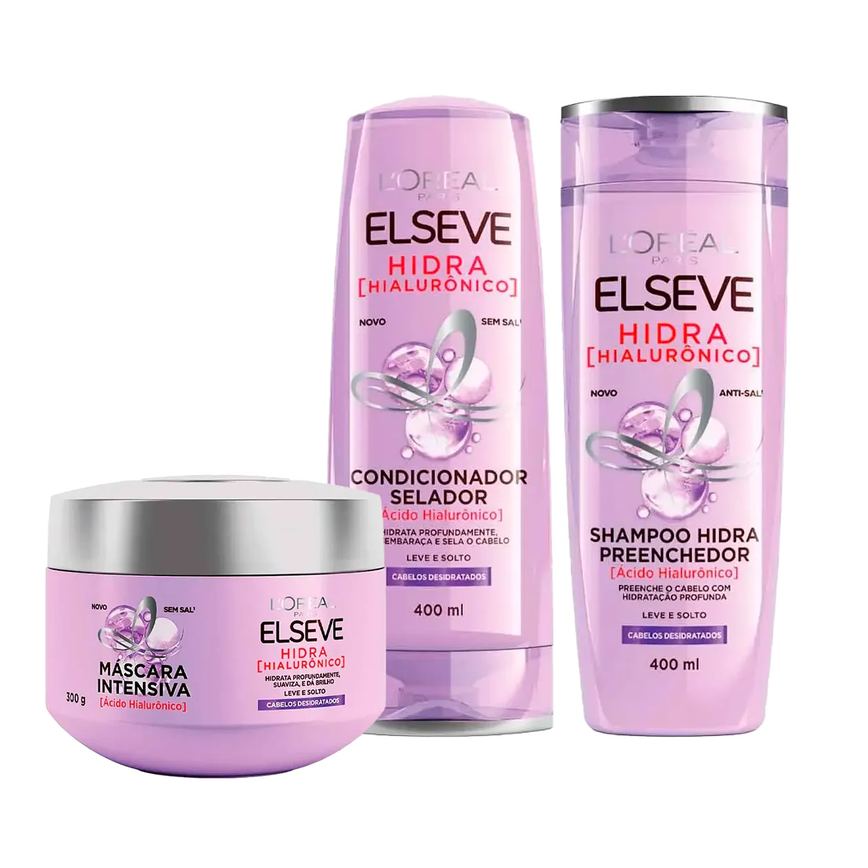 Kit L'Oréal Paris Elseve Hidra Hialurônico - Shampoo + Condicionador + Creme de Tratamento