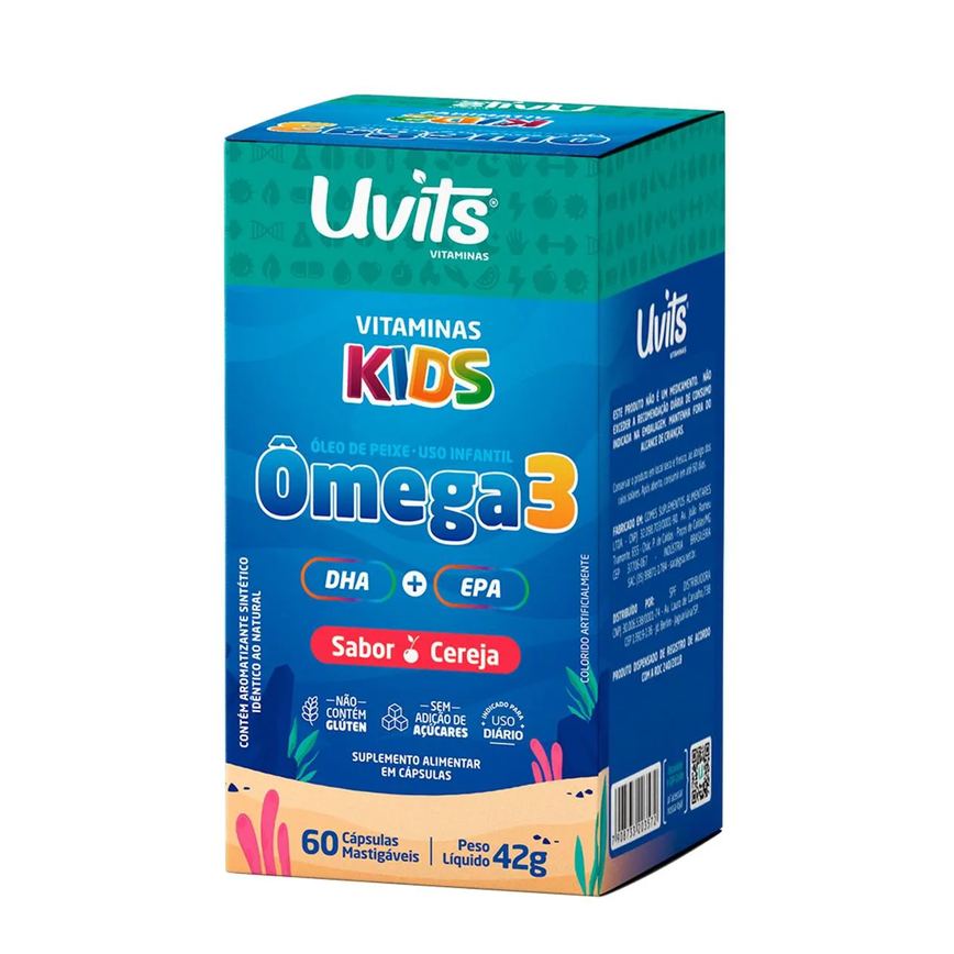 Ômega 3 Kids 60 Cápsulas Mastigáveis Sabor Cereja - Uvits