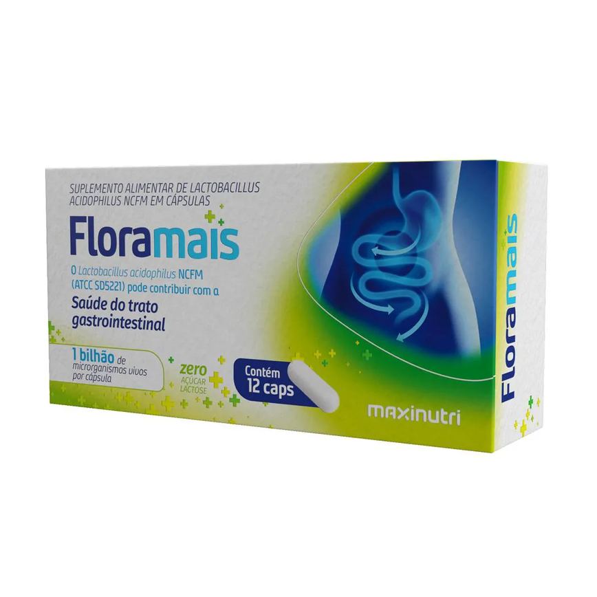 Floramais Probiotico Lactobacillus 12 Cápsulas Maxinutri