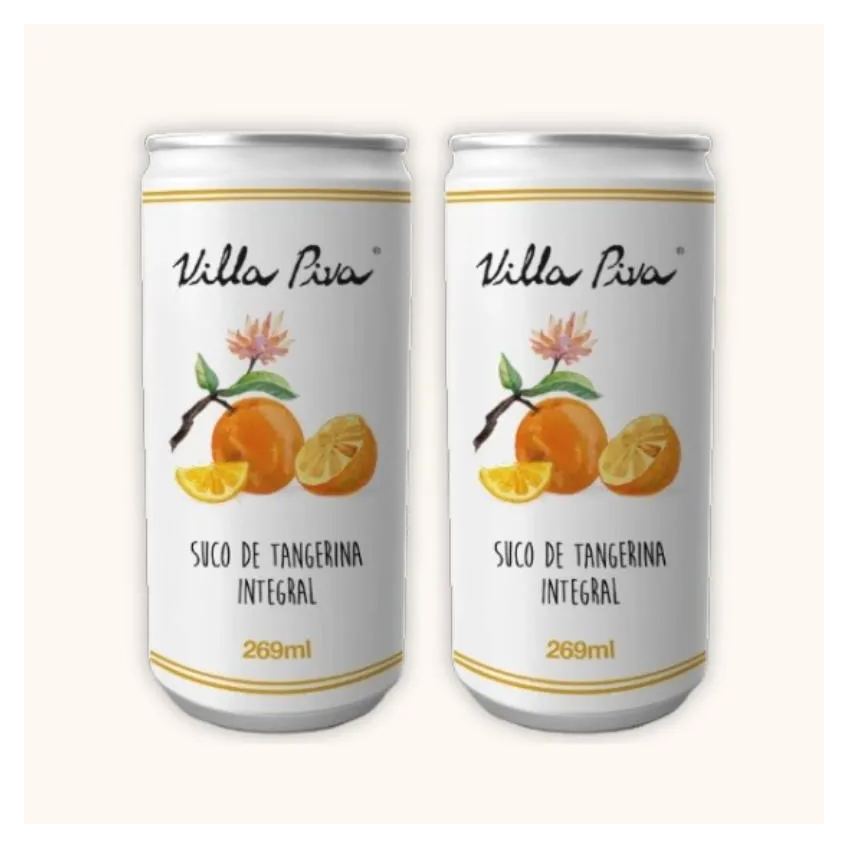Kit 2x: Suco de Tangerina Integral Sem Açúcar Lata Villa Piva 269ml