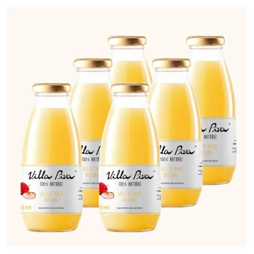 Kit 6x: Suco de Maçã Integral Sem Açúcar Villa Piva 300ml