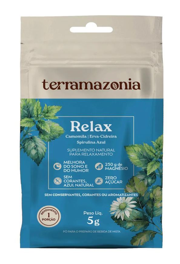 Relax Camomila, Erva Cidreira e Spirulina Azul Sachê Terramazonia 5G