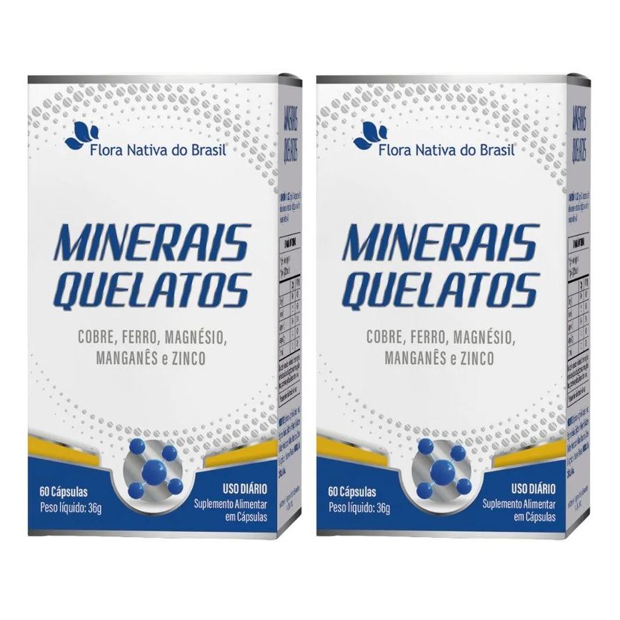 Kit 2x Minerais Quelatos 60 cápsulas - Flora Nativa