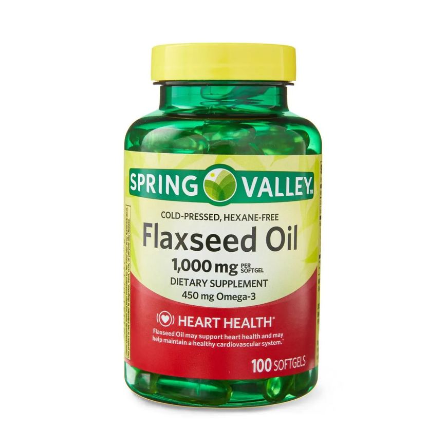 Óleo de Linhaça 1000mg Omega-3 450mg 100 Softgels - Spring Valley