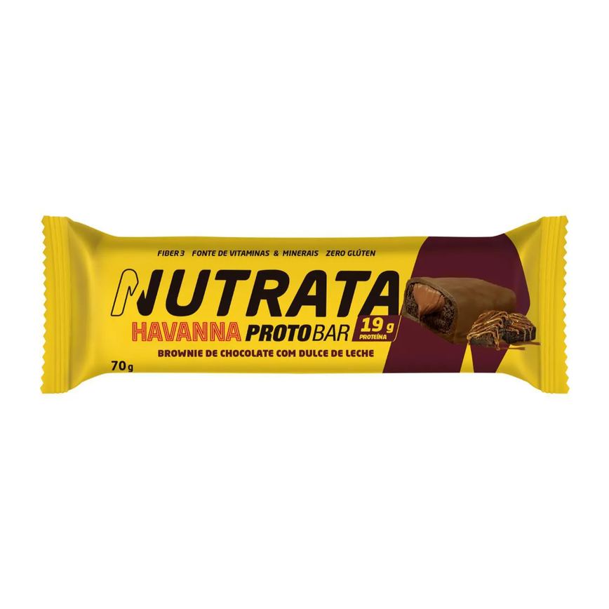 Barra de Proteína Nutrata ProtoBar Brownie de Chocolate com Doce de Leite Havanna 70g