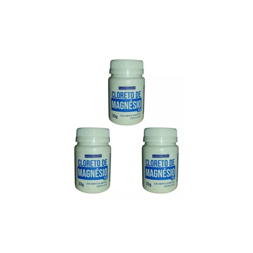 Kit 3 Cloreto de Magnésio P.a. em Pó 33g Maxlab Sabor Neutro