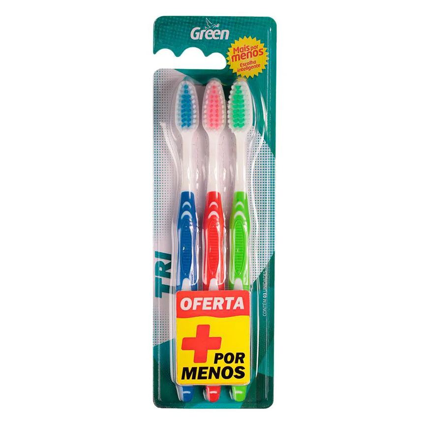 Escova de Dente Tri Macia Adulto - 3 unidades - Green