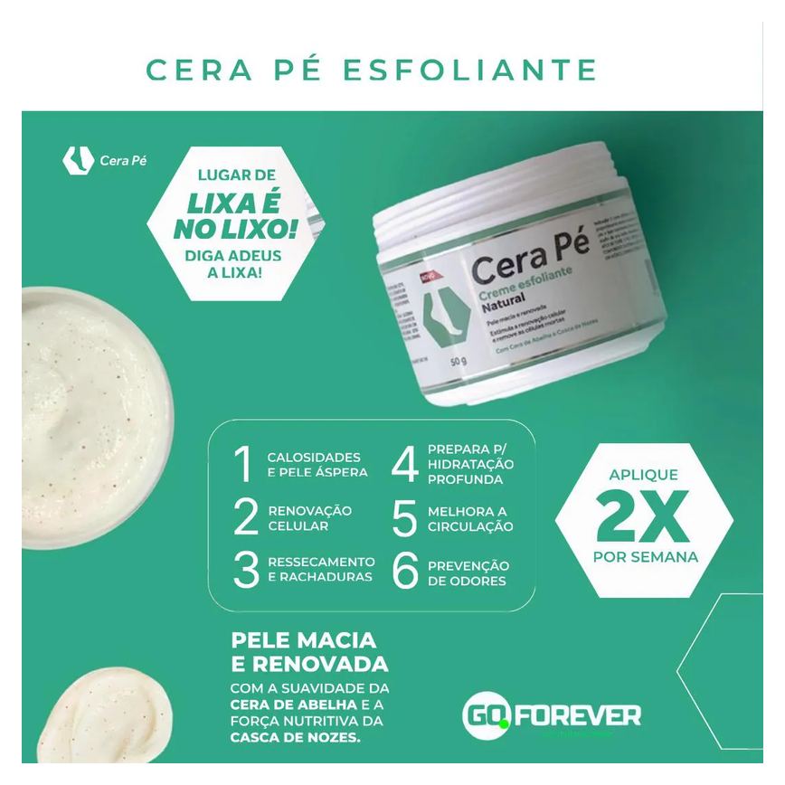Cera Pé Esfoliante para Os Pés Pote 50g