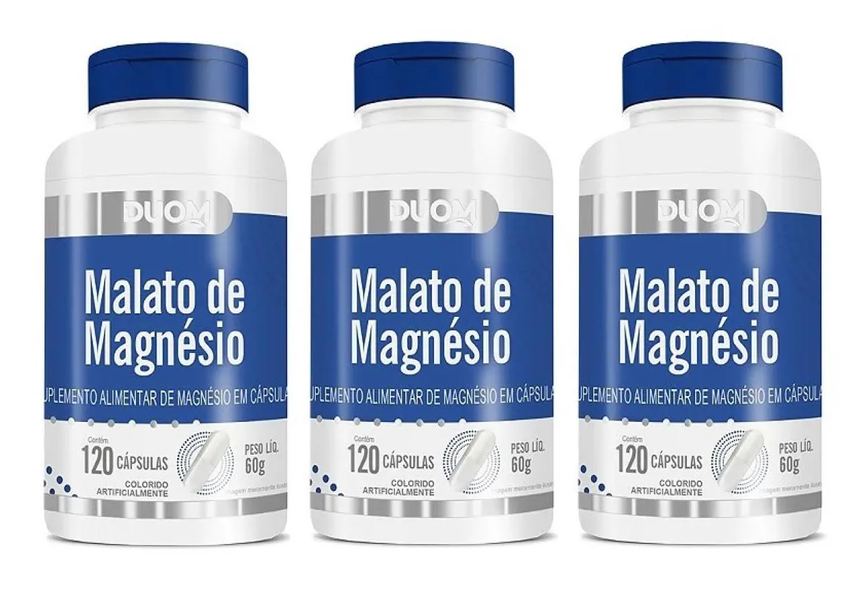 Kit 3 Suplemento Alimentar Malato de Magnésio 120cps - Duom