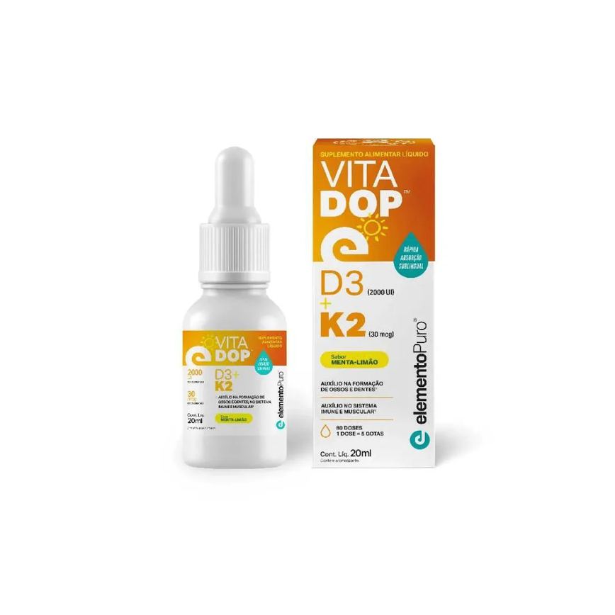 Vitadop D3 + K2 em Gotas Sabor Menta Limao 20ml