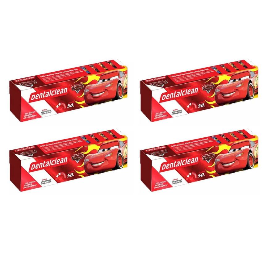 4X Gel Dental Infantil Carros - Morango - 50G - Dentalclean