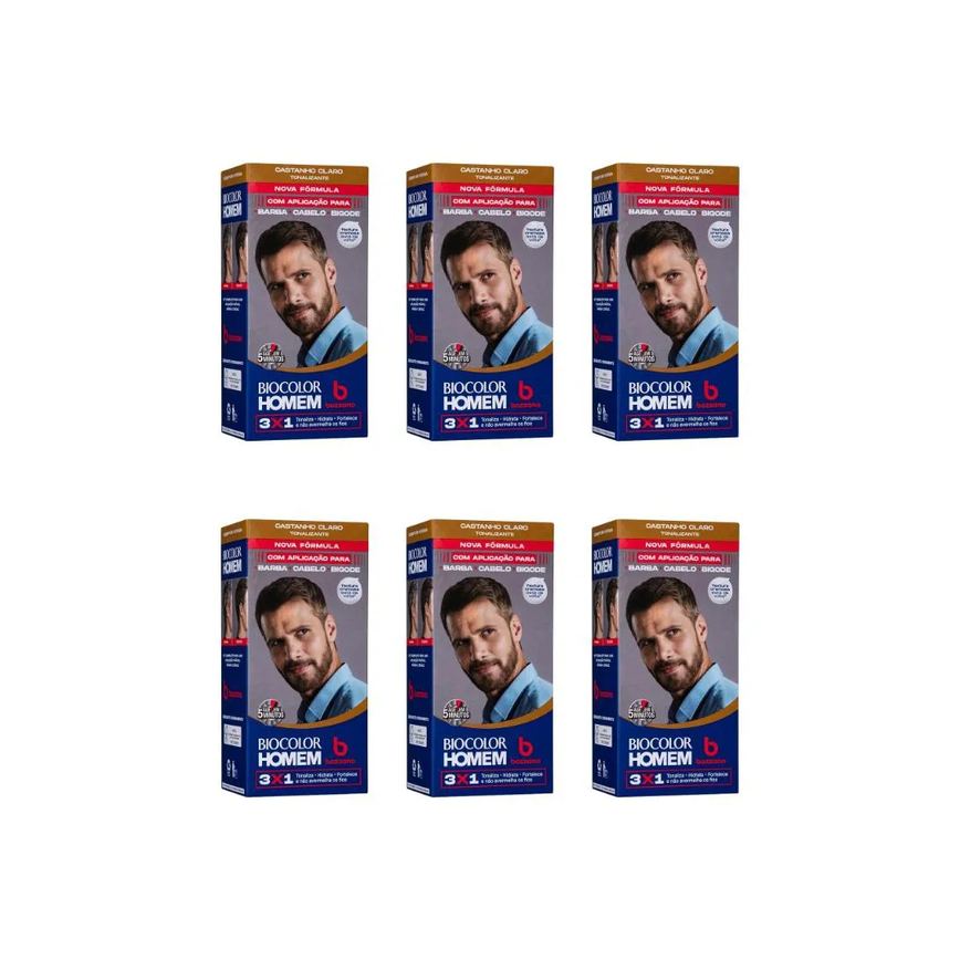 Coloraçao Biocolor Homem Bozzano Castanho Claro - Kit C / 6un