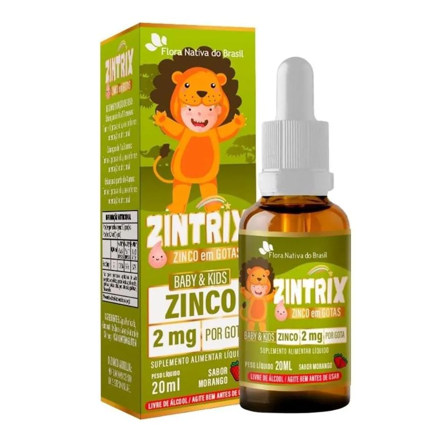 ZINTRIX KIDS ZINCO GTS 20ML SAB MORANGO FLORA NATIVA