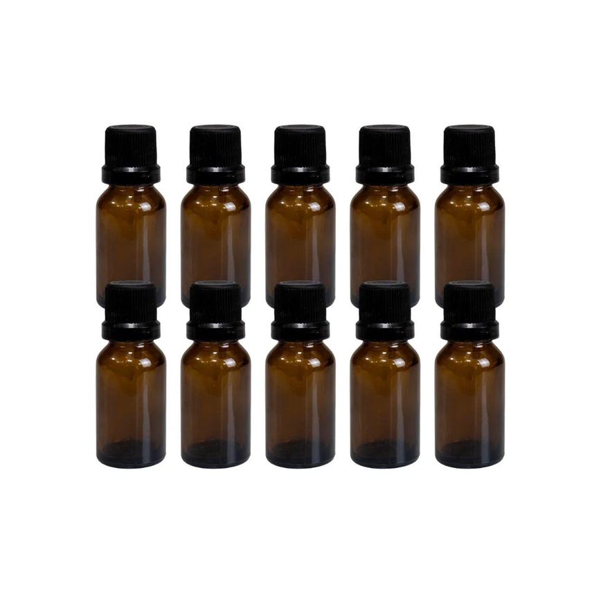 Kit 10un Frasco Vidro Âmbar Gotejador Batoque 10ml