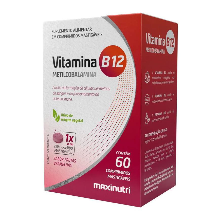 Vitamina B12 Mastigável Zero Açucar 60 Comprimidos Maxinutri