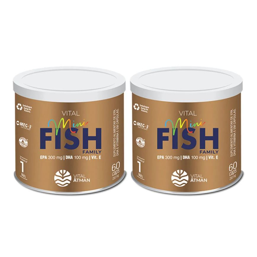 3X VITAL MINI FISH ÔMEGA 3 VITAMINA E VITAL ÂTMAN 60 CáPSULAS SEM Sabor