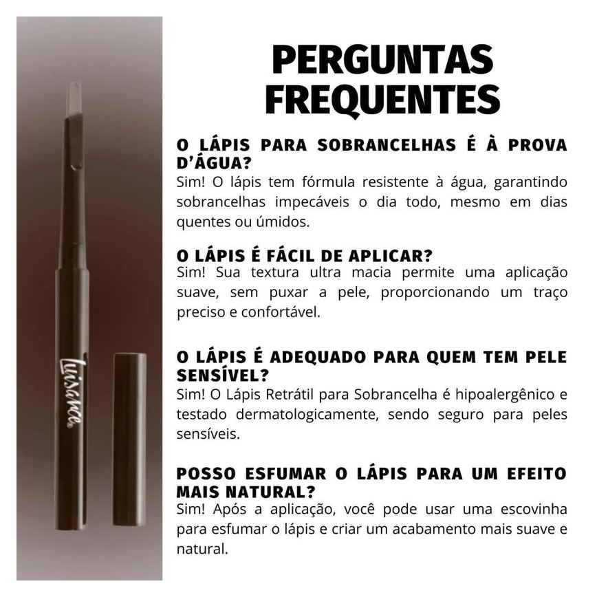 Lápis Retrátil para Sobrancelha Luisance 365 Castanho Escuro Hipoalergênico L5219