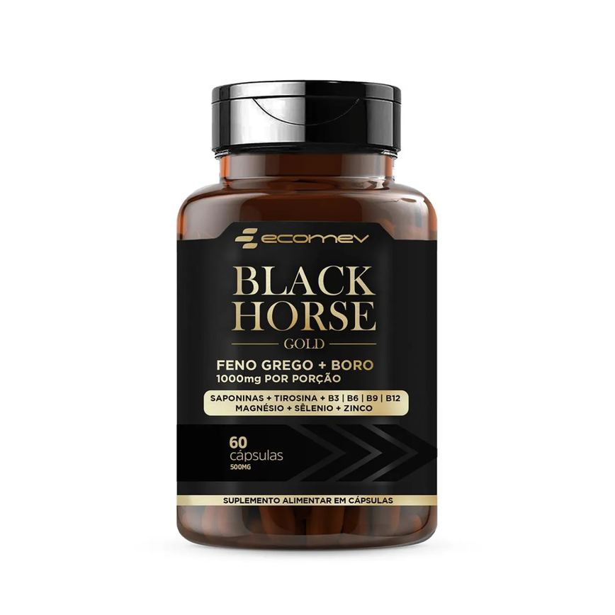 Black Horse Feno Grego com Boro 1000mg 60 cápsulas Ecomev