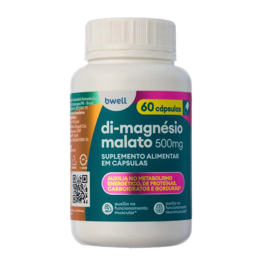 Di-Magnésio Malato 500mg bwell 60 Cápsulas