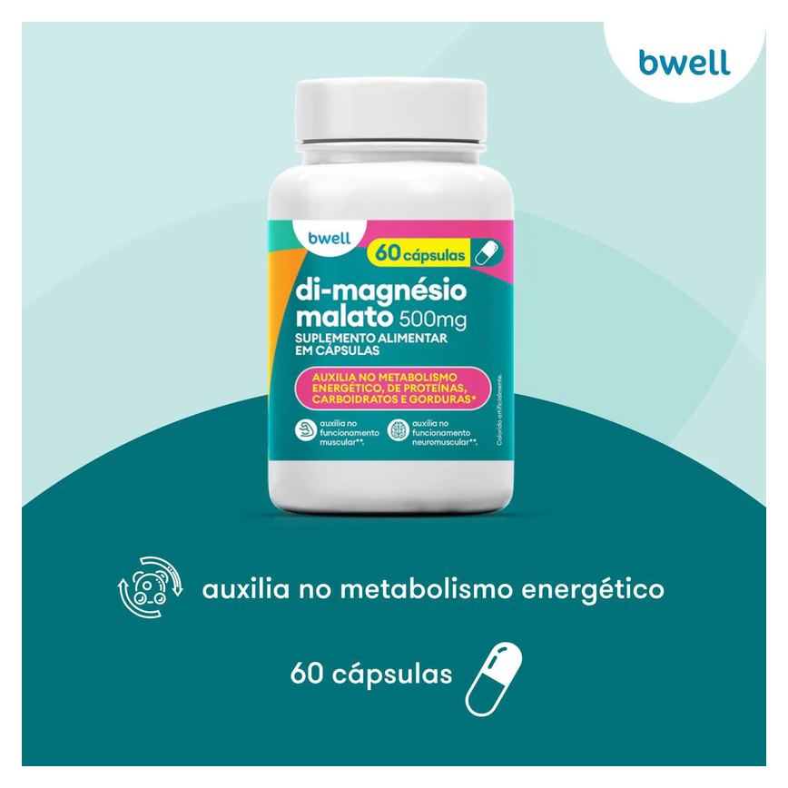 Di-Magnésio Malato 500mg bwell 60 Cápsulas