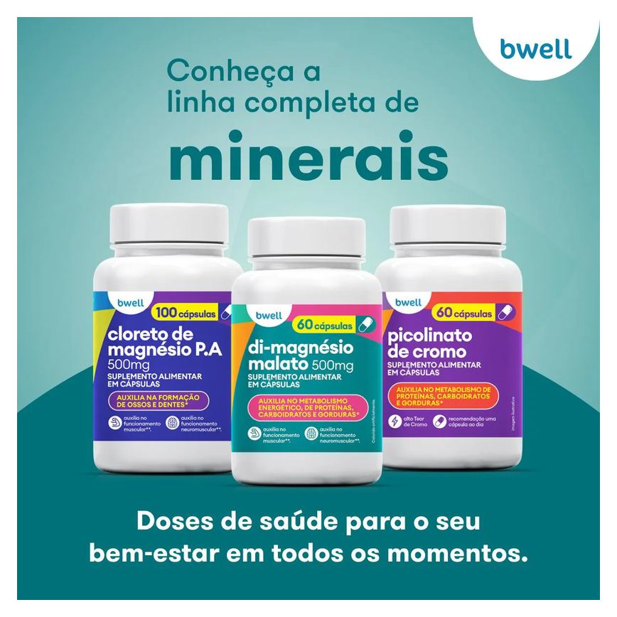 Di-Magnésio Malato 500mg bwell 60 Cápsulas