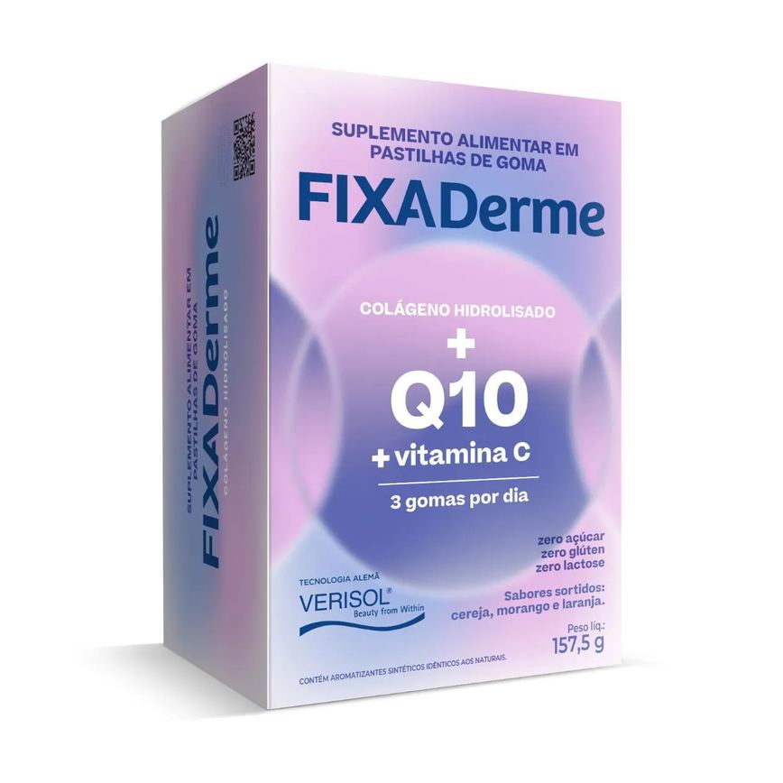 Colágeno Hidrolisado Fixa Derme Gomas Mastigáveis 15 sachês