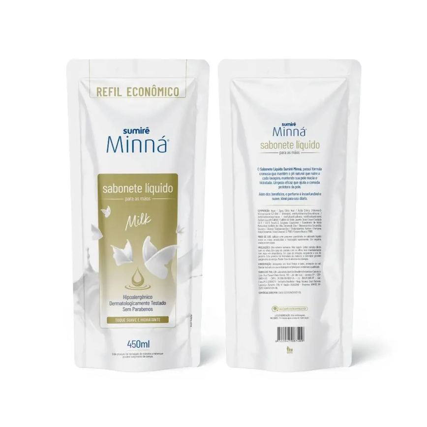 Sabonete Líquido Minná Mãos Sache Milk 450ml